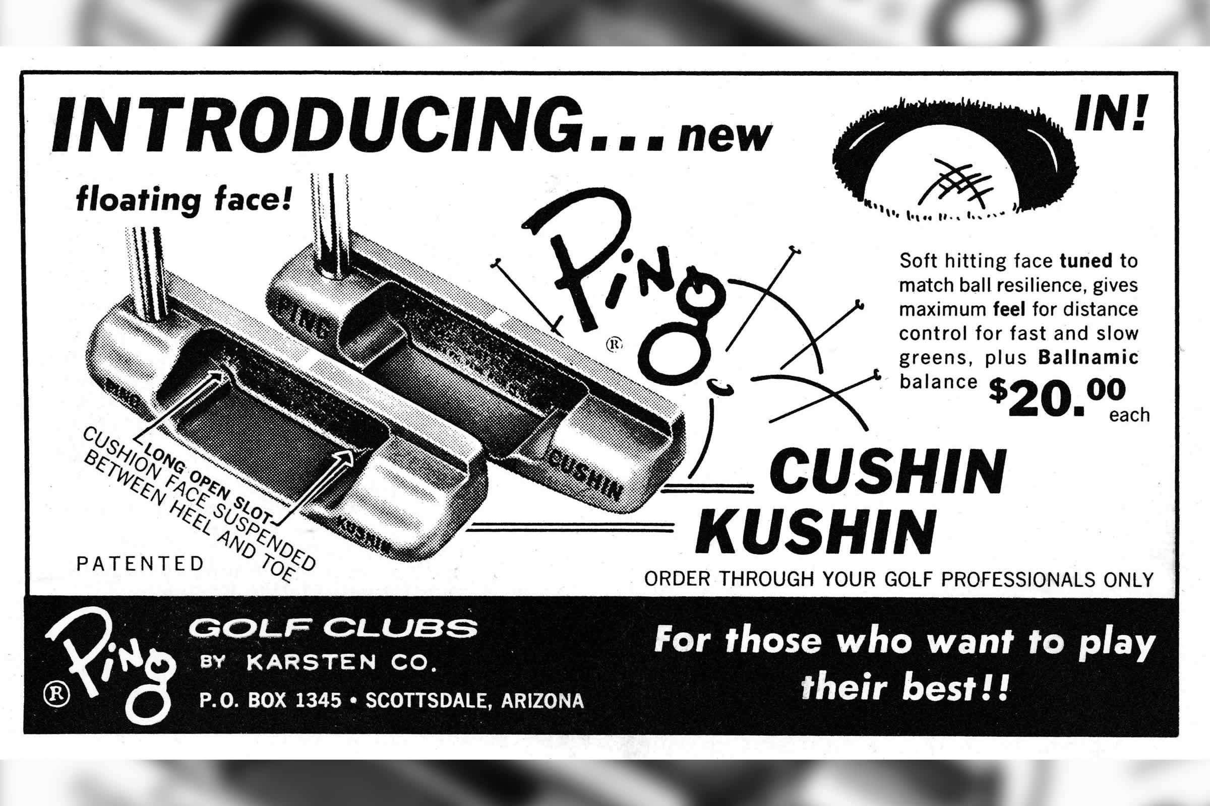 newspaper ad for Cushin and Kushin putters