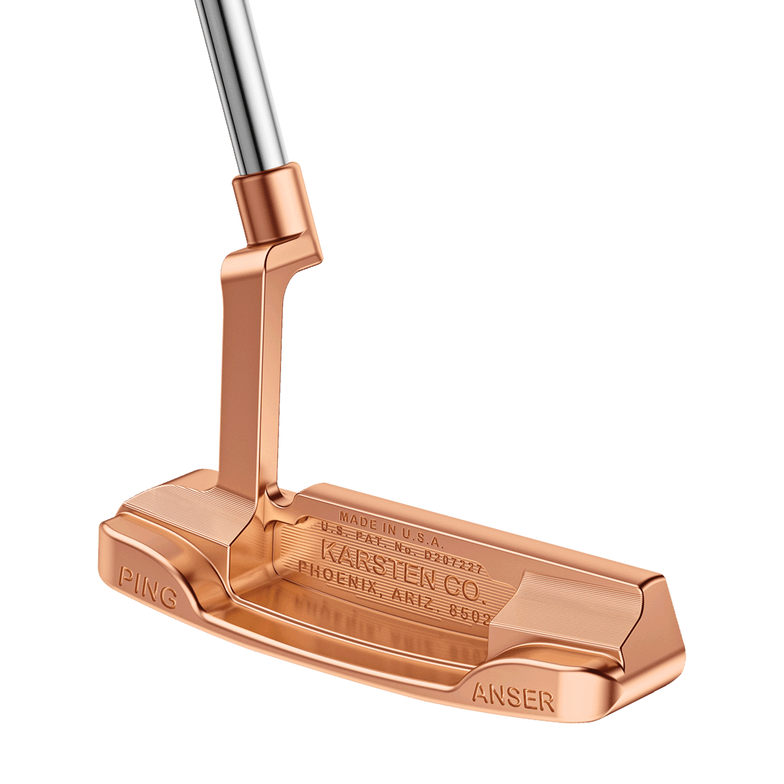 cavity view of PLD Limited Anser Patent 55 putter in copper with natural finish