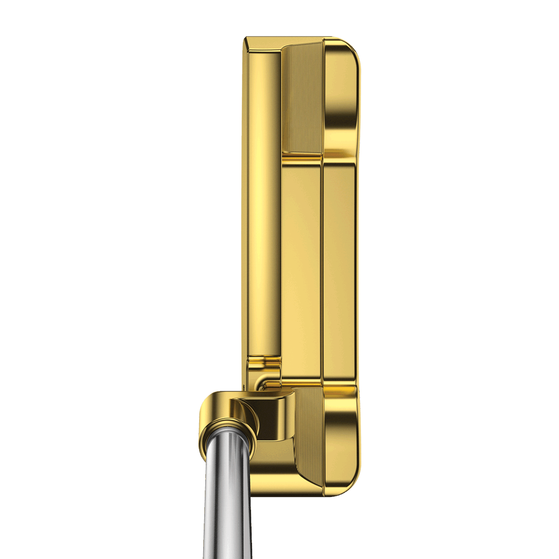 address view of PLD Limited Anser Patent 55 putter in stainless steel with gold-plated finish